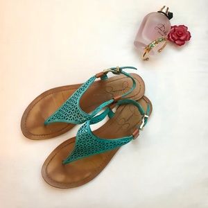 Bright Teal Jessica Simpson Summer Sandals! 🏝